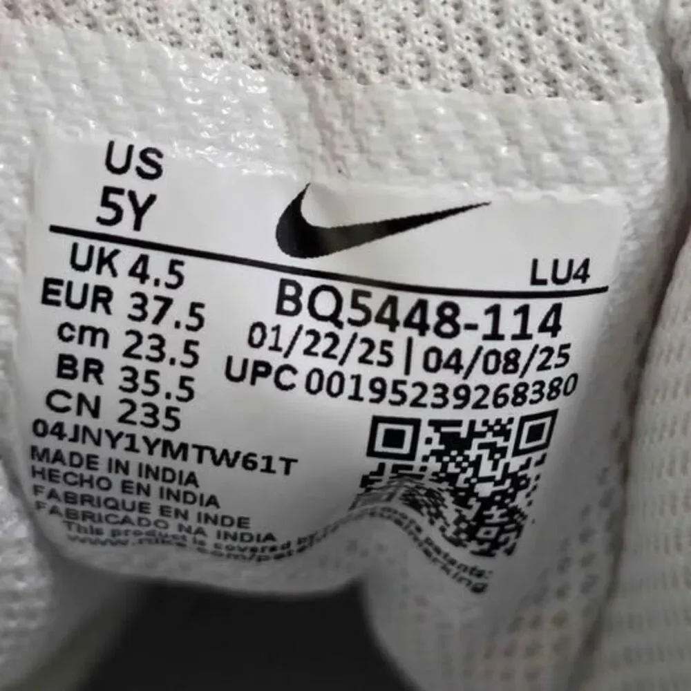 Nike Court Borough Low 2 GS White Orange Youth Size 5Y or Womens Size 6.5